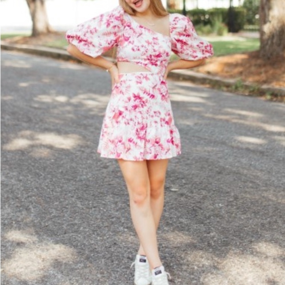 Hello Molly Pink and White Dress